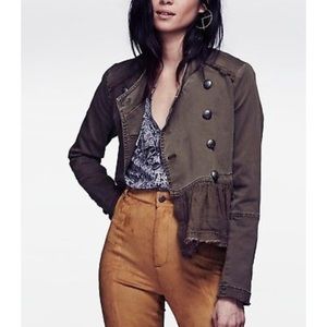 Free People Army Green Military Jacket